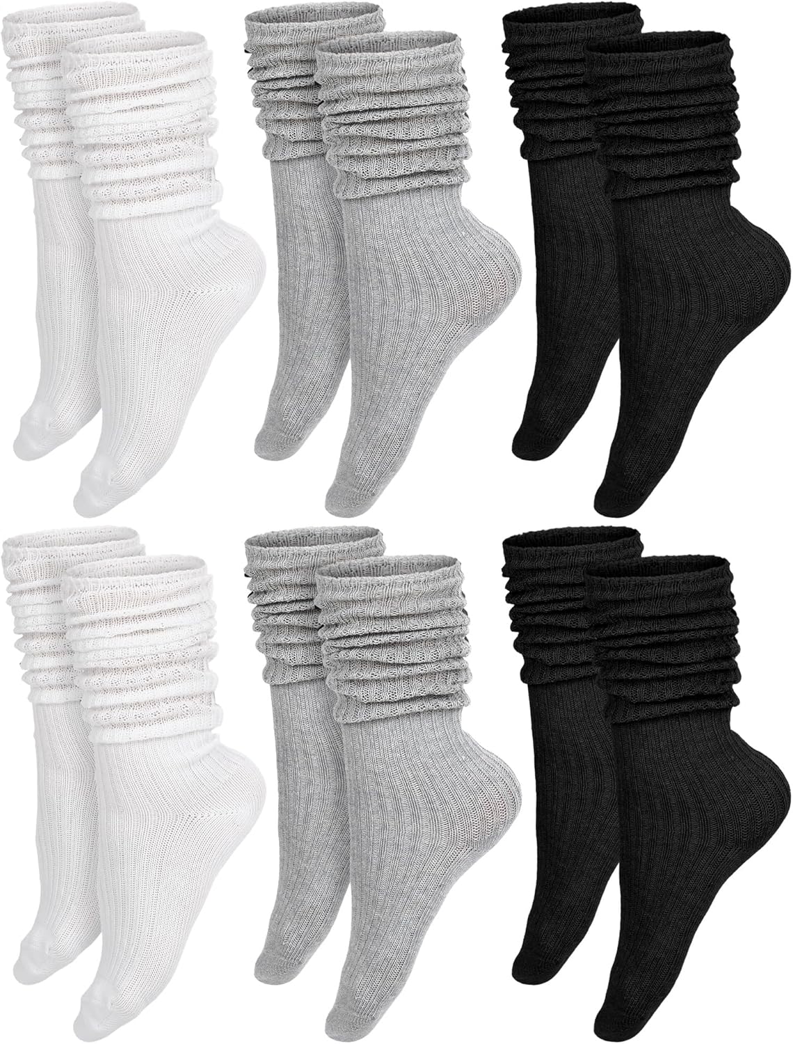 Bencailor 6 Pairs Women Slouch Socks Scrunch Socks Cotton Knit