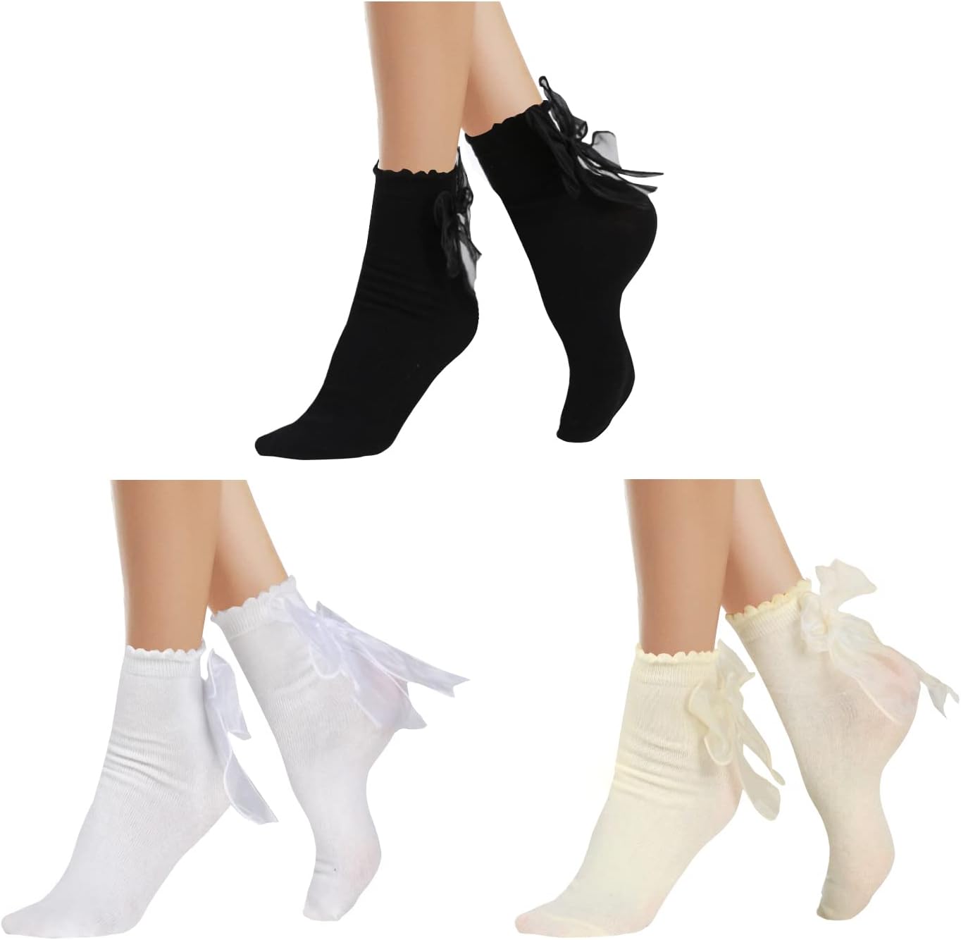 Benefeet Sox Cute Ruffle Bow Socks for Womens Girls Frilly