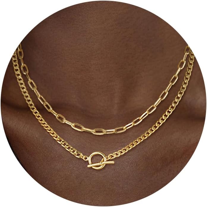 CHESKY Gold Layered Necklaces for Women 14K Dainty Gold Chain