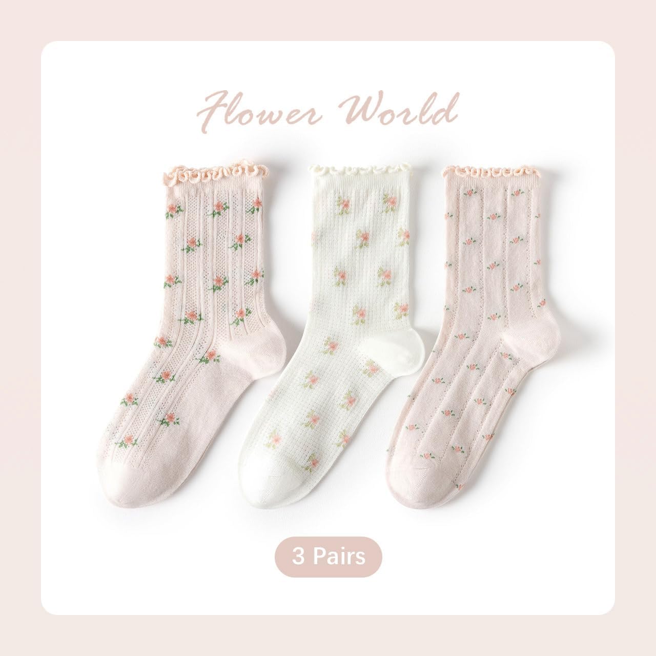 Cute Woman Socks Soft lace Breathable School Socks Fruit Ruffles