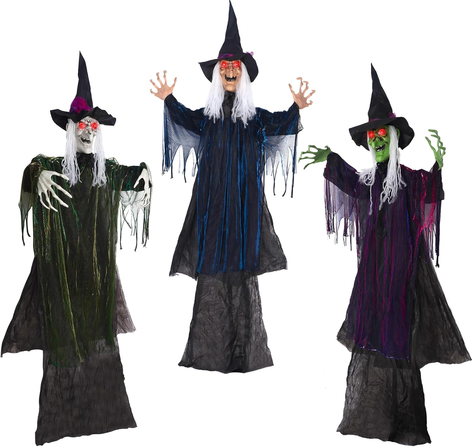 DRDUDU 3 Witches Halloween Decor Outdoor Life Size Witch Yard