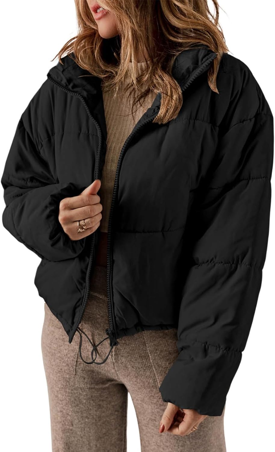 Dokotoo Womens Winter Quilted Jackets Long Sleeve Full Zip Puffer