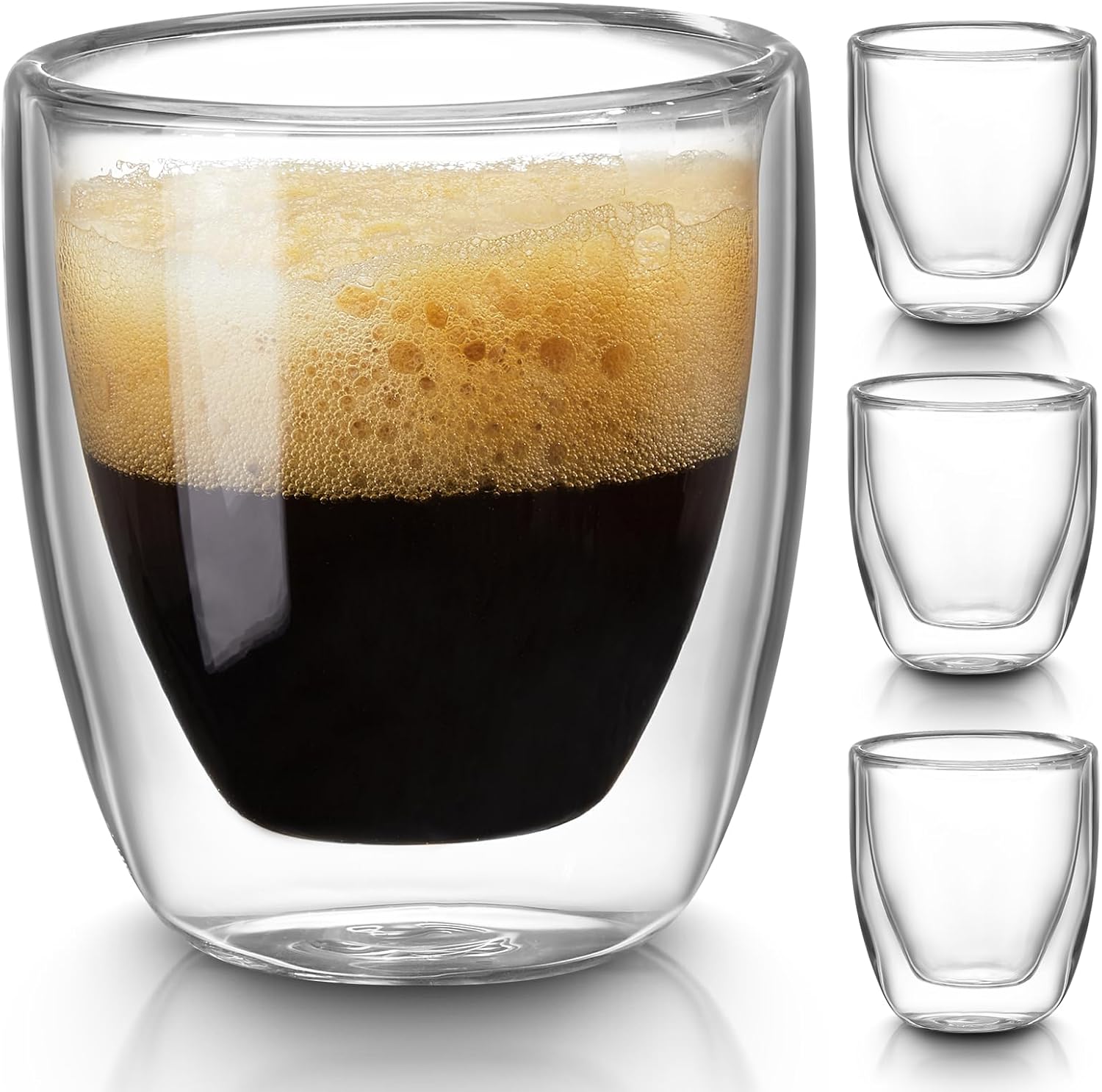 Double Walled Espresso Cups Set of 4 50 Thicker 3