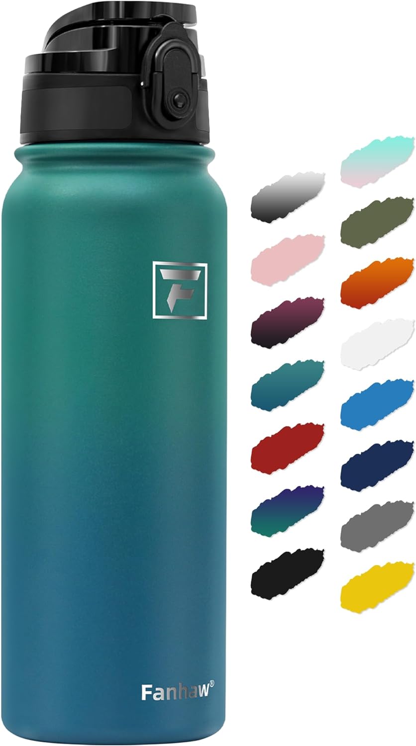 Fanhaw 20 Oz Insulated Stainless Steel Water Bottle with 1