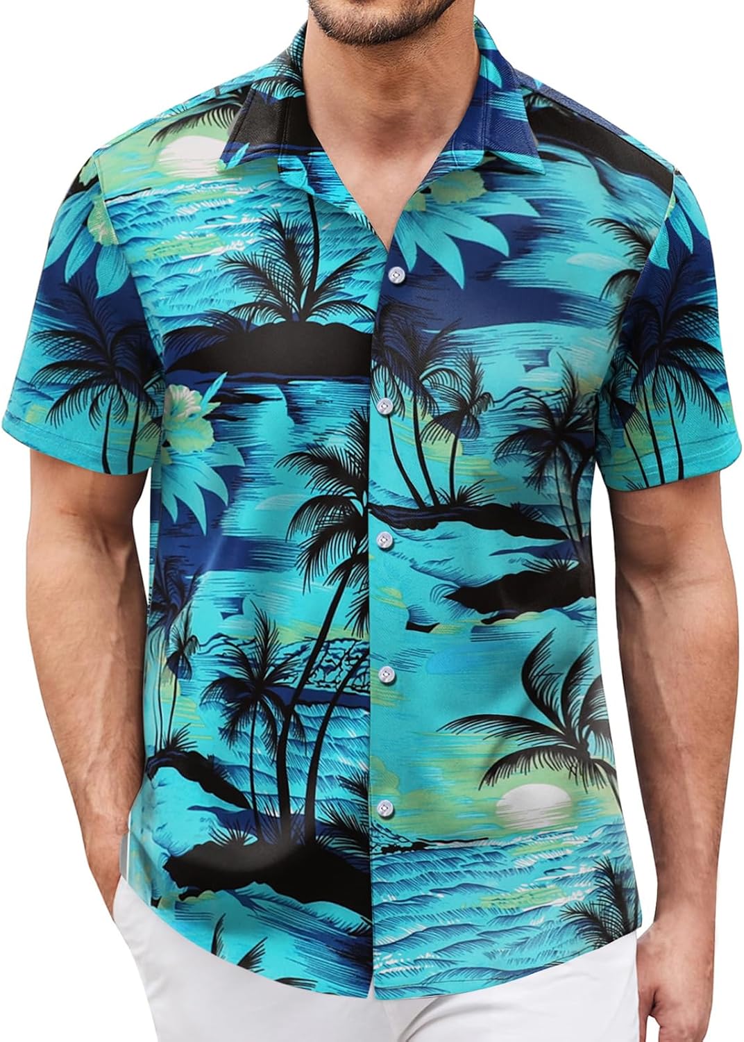 Hawaiian Shirt for Men Sleeves Printed Casual Button Down Summer