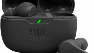 JBL Vibe Beam - True Wireless JBL Deep Bass Sound Earbuds, Bluetooth 5.2, Water & Dust Resistant, Hands-free call with VoiceAware, Up to 32 hours of battery life (Black)