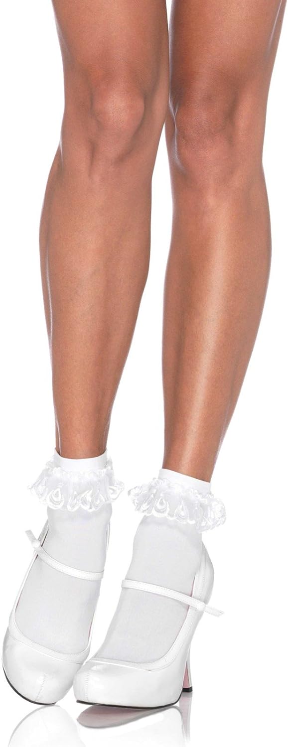 Leg Avenue Womens Lace Ruffle Nylon Anklet Socks