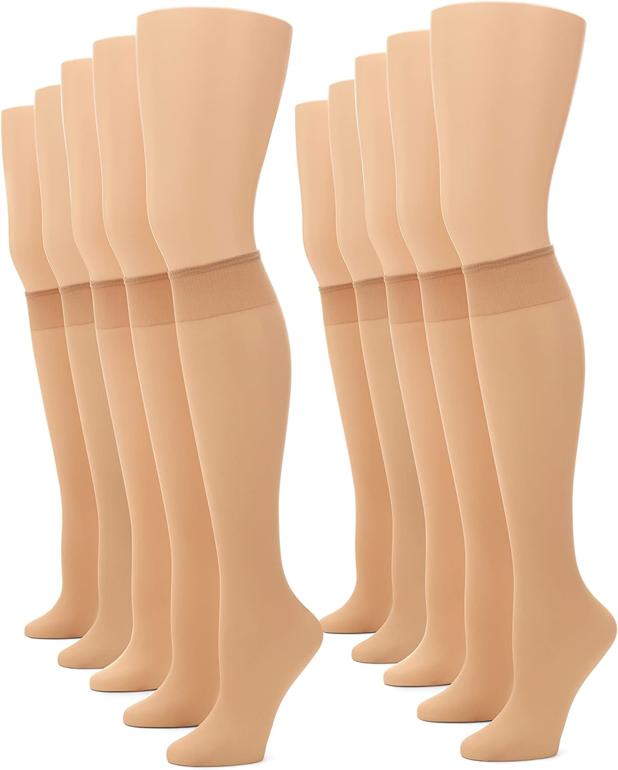 No nonsense Womens Sheer Knee High Value Pack with Comfort