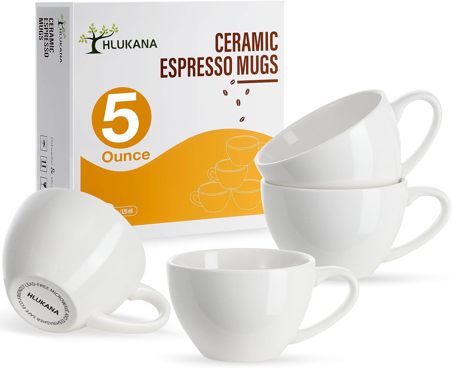 Porcelain Espresso Cups Set of 4 5 oz Small Coffee