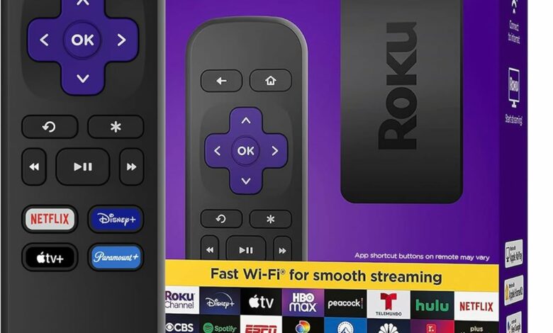 Roku Express | HD Roku Streaming Device with Standard Remote (no TV controls), Free & Live TV