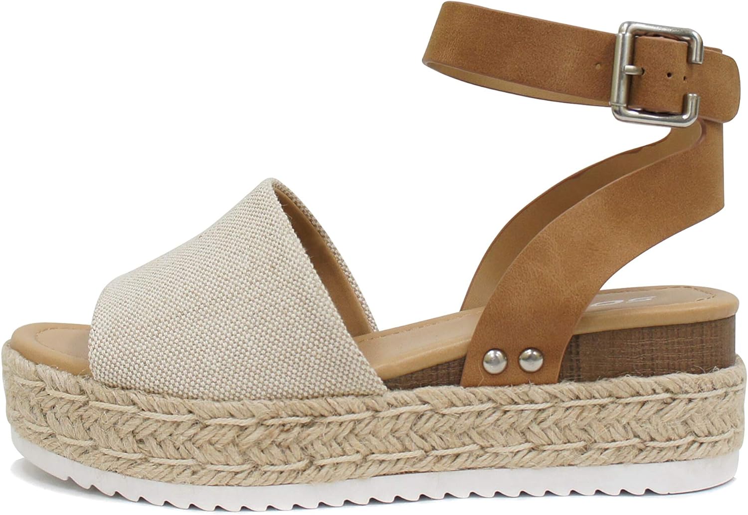 Soda Topic Open Toe Buckle Ankle Strap Espadrilles Flatform Wedge