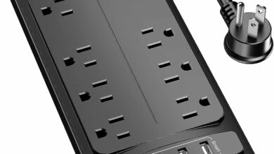 Surge Protector Power Strip - Nuetsa Flat Plug Extension Cord with 8 Outlets and 4 USB Ports, 6 Feet Power Cord (1625W/13A), 2700 Joules, ETL Listed, Black