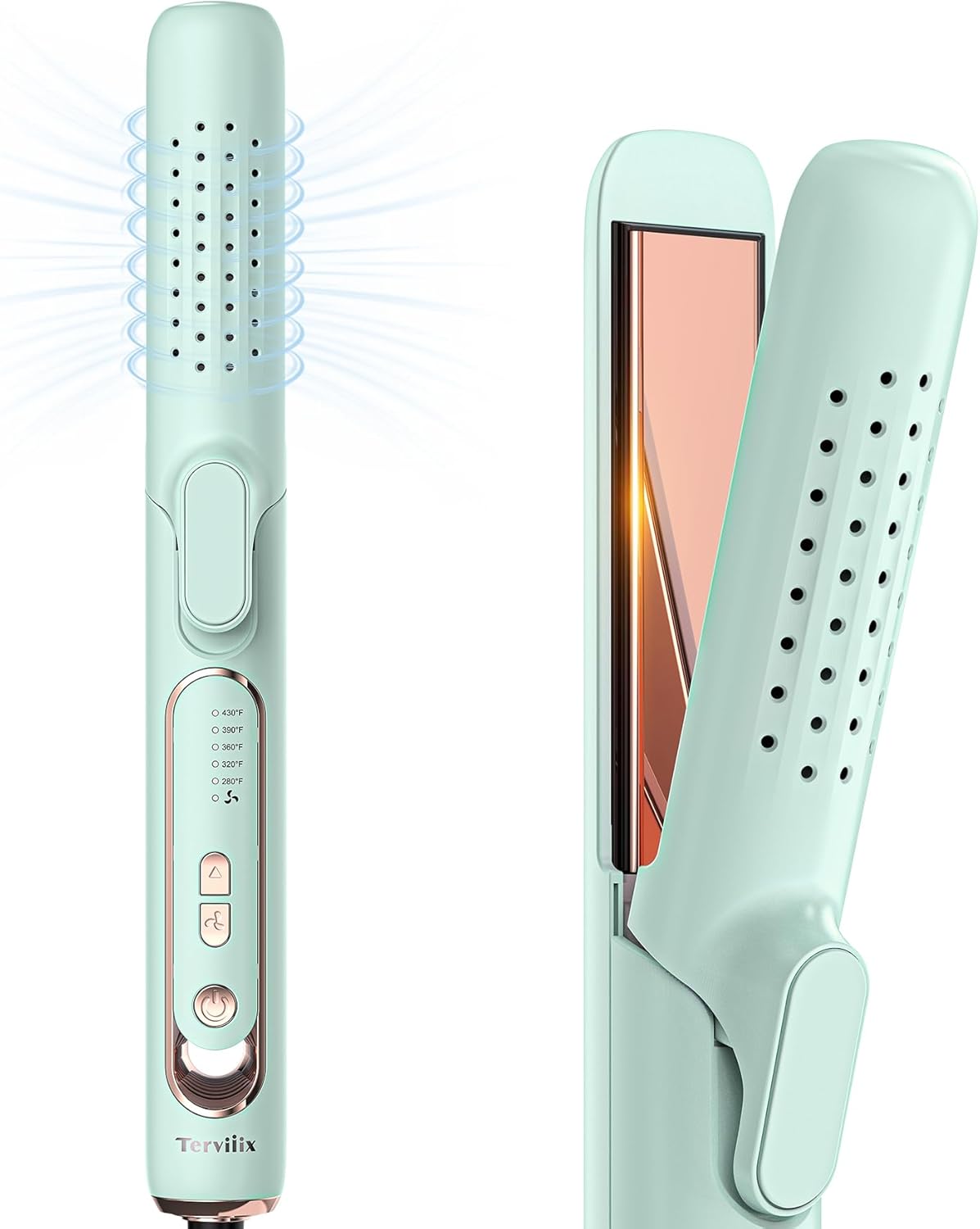 Terviiix Titanium Flat Iron Hair Straightener with 360° Air Technology