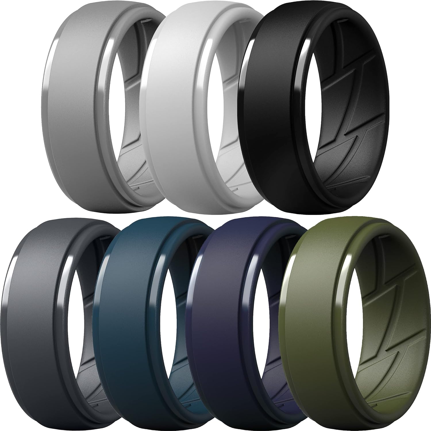 ThunderFit Silicone Rings for Men Breathable Air Flow Grooves Rubber