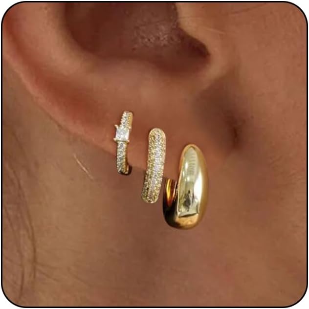 VIROMY Gold Hoop Earrings Set for Women Trendy 14K Gold