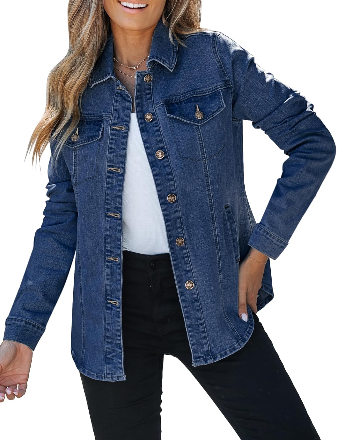 luvamia 2024 Jean Jackets for Women Fashion Denim Jacket Western