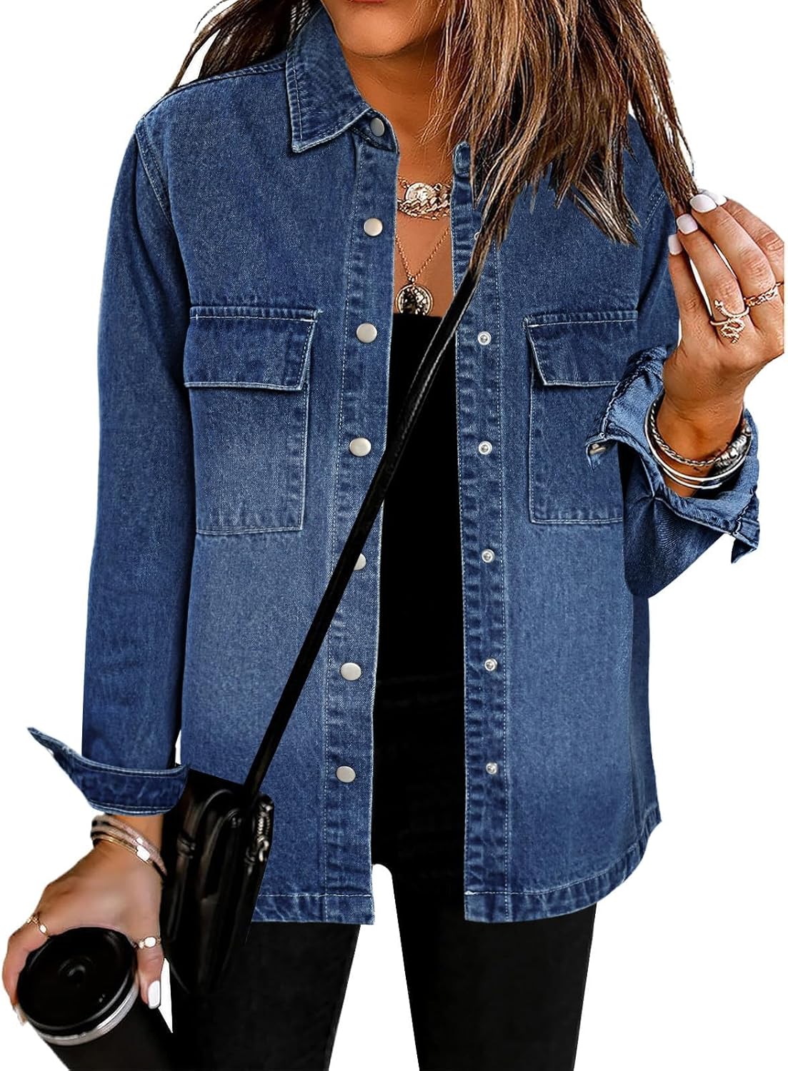 luvamia 2024 Jean Jackets for Women Fashion Oversized Button Down