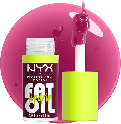 NYX PROFESSIONAL MAKEUP Fat Oil Lip Drip, Moisturizing, Shiny and Vegan Tinted Lip Gloss - That's Chic (Deep Berry)