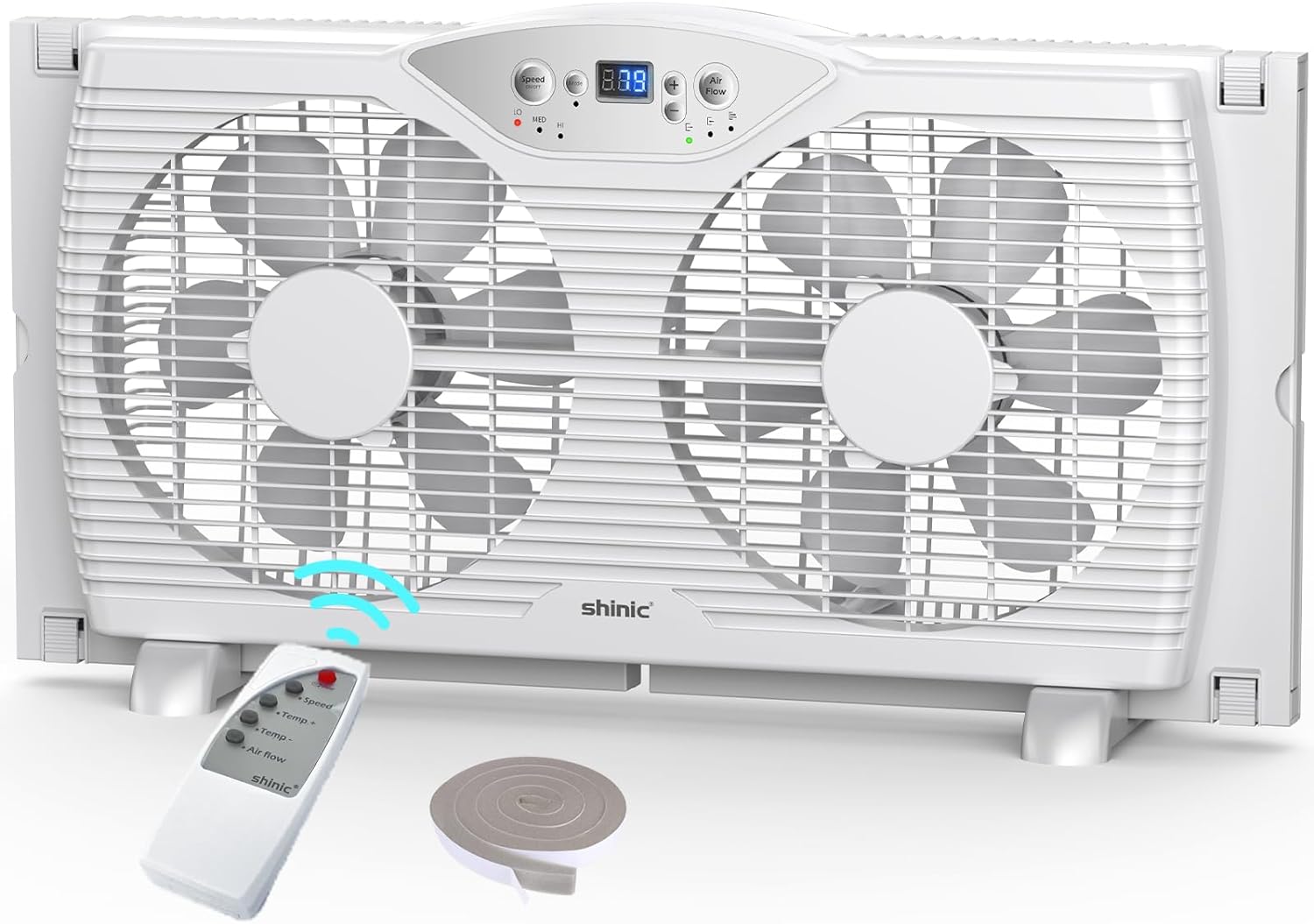 shinic Twin Window Fan with Remote 9 Inch Blades Reversible Airflow