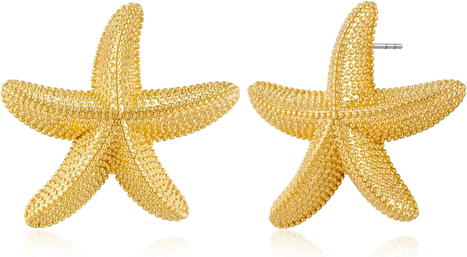 WOWORAMA Chunky Gold Stud Earrings for Women Gold Seashell Starfish